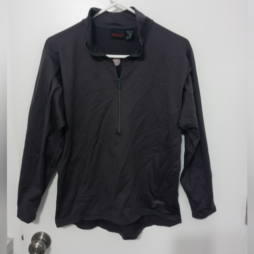 Marmot 1/4 zip long sleeve Embroidered Logo Athletic Pullover Gray Med